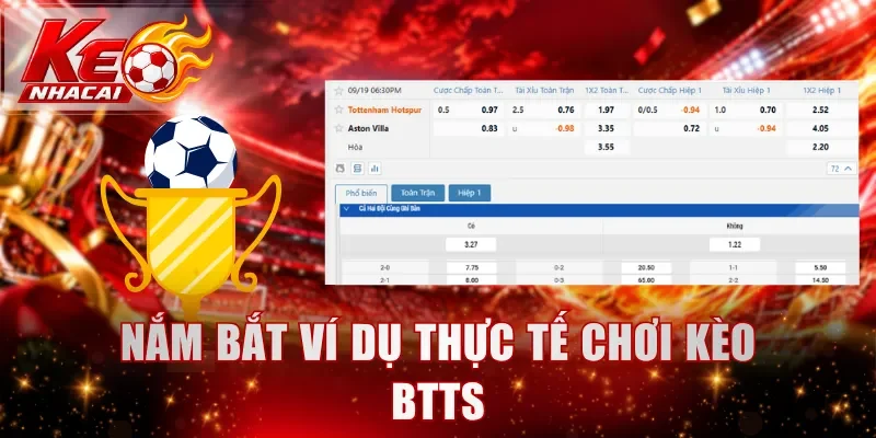 Nắm bắt ví dụ thực tế chơi kèo BTTS