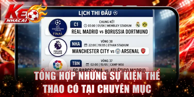 Tổng hợp những sự kiện thể thao có tại chuyên mục